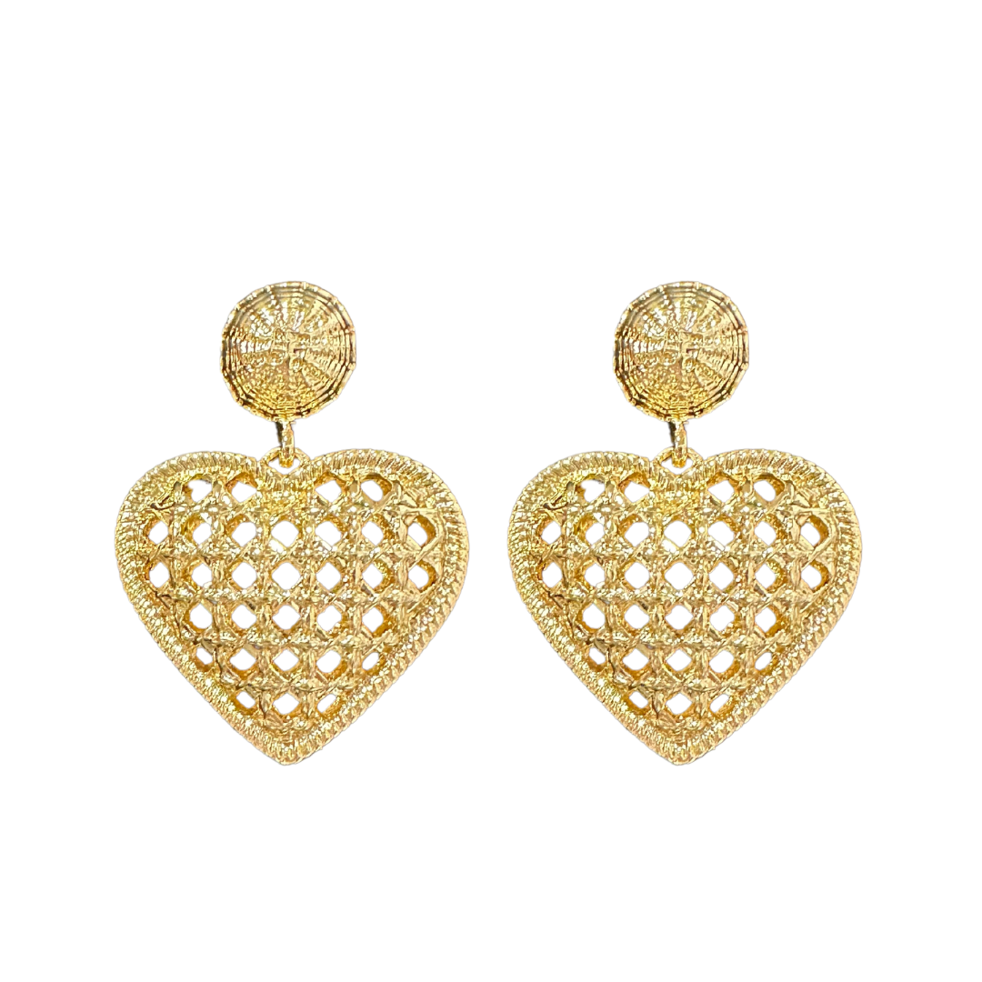 Jewellery Caratlane Heart Earrings Crosshatch Heart Earrings